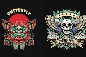 design amazing skull dragonfly logo