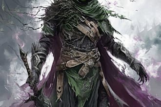 do a unique dnd horror character art , dnd fantasy charecter