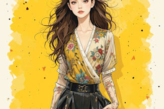 draw a fashion illustration or sketch of a figure in clothes