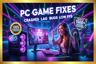 fix game errors, blue screen crashes bugs, low fps lag freezes, steam PC games