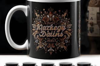 create custom typography coffee mug design or cup design