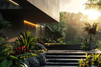 do landscape design realistic render in lumion