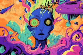 stunning illustration psychedelic, lifestyle, surrealism