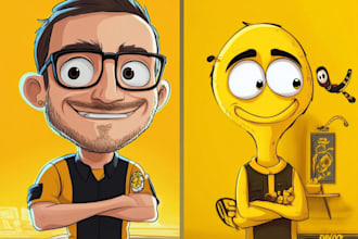 draw you amazing yellow cartoon character caricature