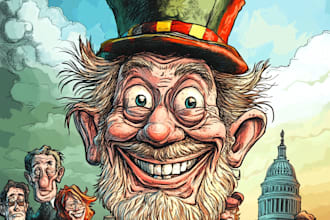 draw satire, editorial or political cartoons for you