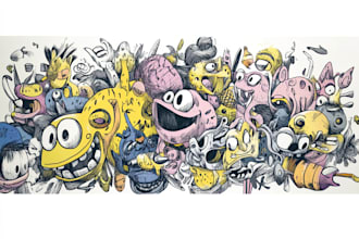 draw amazing cartoon doodle art and character illustrations