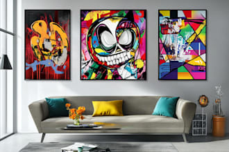 design amazing graffiti and pop art canvas wall art designs