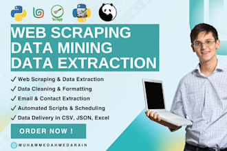 do web scraping,  data extraction and data mining using python