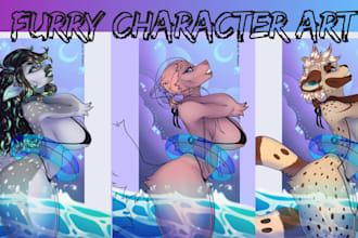 draw furry, fursona, furry character nsfw or sfw anthro ref sheet anime style oc