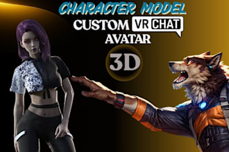design custom vrchat avatar with full body tracking rigged furry anime vrc model