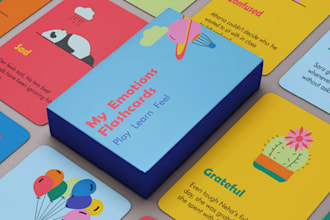 design card game, board game, flash cards, card box mockup, rule book design