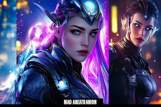 create a sci fi character illustration or sci fi character