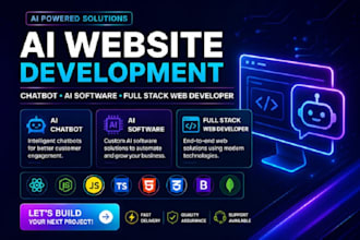 do ai web app, ai software, ai website development as full stack web developer