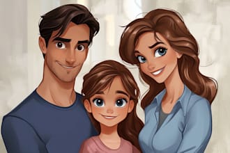 design a professional disney family portrait