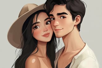draw you anime couple art portrait