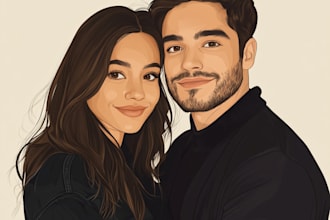 draw you anime couple art portrait
