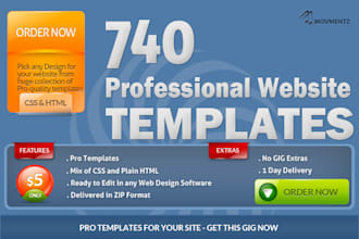 give you 740 Professional Website Templates for your business needs