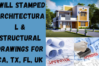 stamped architectural and structural drawings for ca tx fl