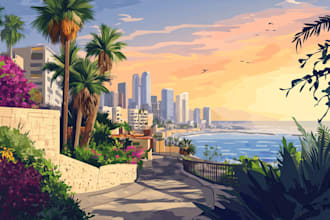 draw a flat vector landscape illustration