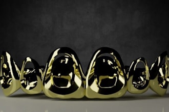 design 3d grillz gold teeth,luxury ring,bracelet,necklace,cad model,3d rendering