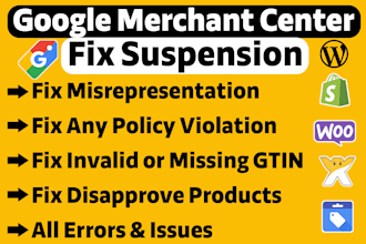 fix google merchant center suspension and misrepresentation
