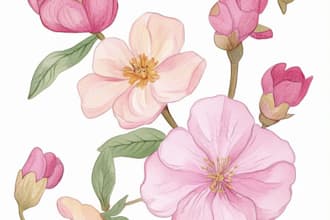 create a botanical watercolor illustration, floral drawing