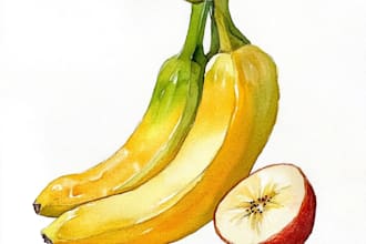 draw watercolor fruit for you