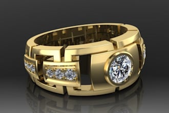 make 3d realistic jewelry design,cad design,ring design on cnc and 3d print,stl
