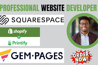 design one product store, pod, squarespace and gempage