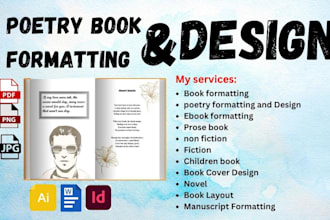 format poetry prose book, poem, children novel, fiction non fiction cover design