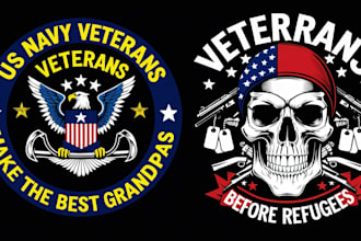 do military skull flag veteran logo and t shirt design