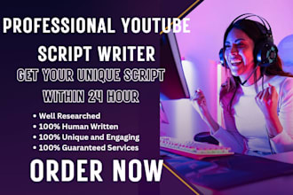write unique and engaging youtube script for you