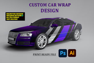 design a custom car wrap, cars, pickups, trailers, van wrap design