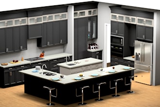 do best planned kitchen designing by using 2020 and sketchup