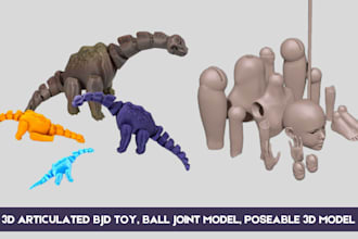 sculpt 3d articulated model 3d flexi toy, 3d bjd doll for 3d printing