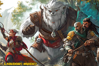 make a dnd party and d and d character art illustration for you