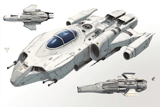 draw spaceship concept art or design a starship or scifi vehicle