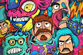 draw amazing doodle art graffiti cartoon illustration
