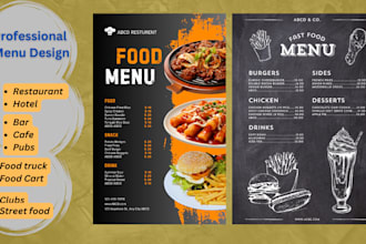 design elegant custom menus for bars cafes restaurants pubs and food truck