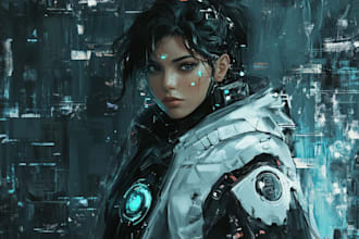 design stunning sci fi, cyberpunk, digital portrait