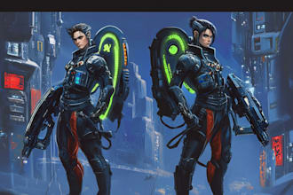 draw sci fi or fantasy concept art illustration characters