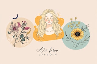 design feminine hand drawn, botanical boohoo logo