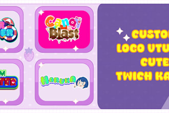 do custom logo cute kawai,anime,gaming,vtuber and streamer