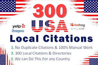 do 300 USA local citations and directory submission