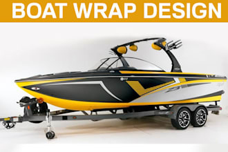 design 3d vehicle wrap design ,boat wrap design ,car wrap ,van wrap, boat wrap