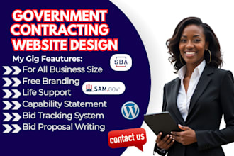 design website for llc, sba, mbe to win government contracts bids proposal sam
