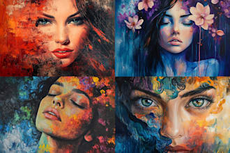 create or replicate oil and acrylic painting on canvas