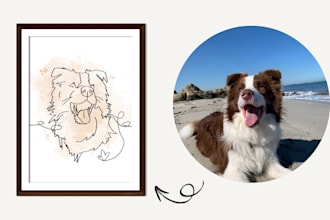 draw a custom pet portrait in one line style