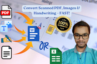 convert scanned PDF, images and handwriting to word or excel