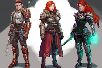 draw 2d sprite, fantasy game art, dnd, and character design